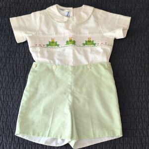 Silly Goose Smocked Jon Jon Romper 4T